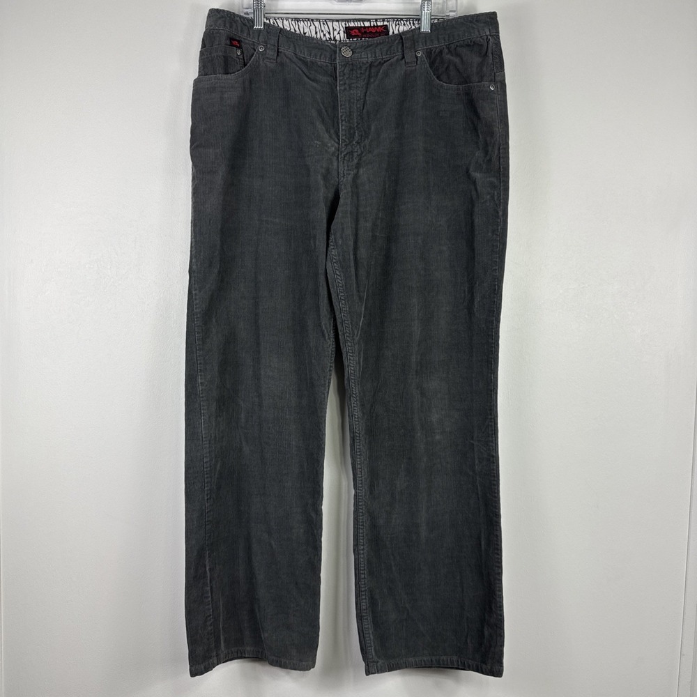 Tony Hawk Pants Mens 36x32 Dark Gray Corduroy Baggy Skater Y2K Loose 100% Cotton